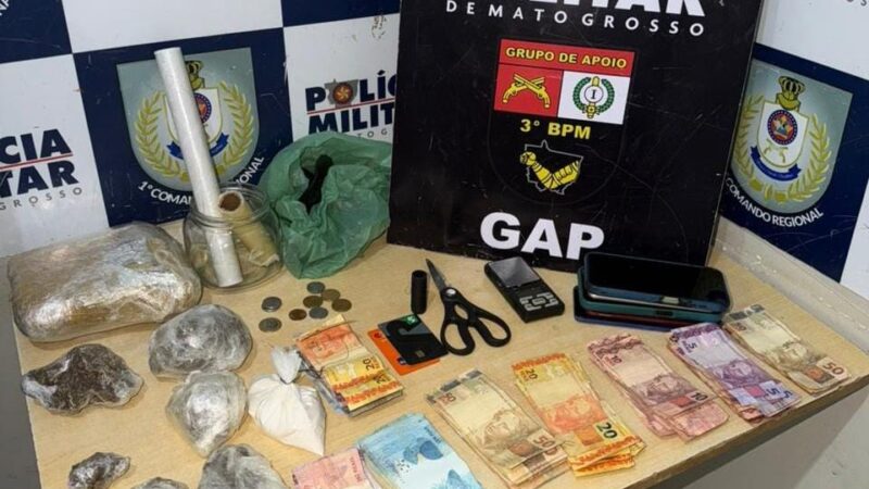Três homens são presos em flagrante suspeitos por tráfico de drogas em Cuiabá