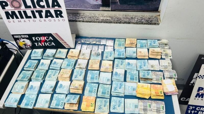PM apreende mais de R$ 64 mil e prende casal de faccionados por tráfico de drogas em MT