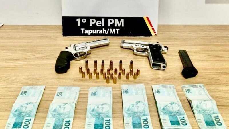 Polícia prende homem por porte ilegal de arma de fogo e apreende R$ 5,5 mil
