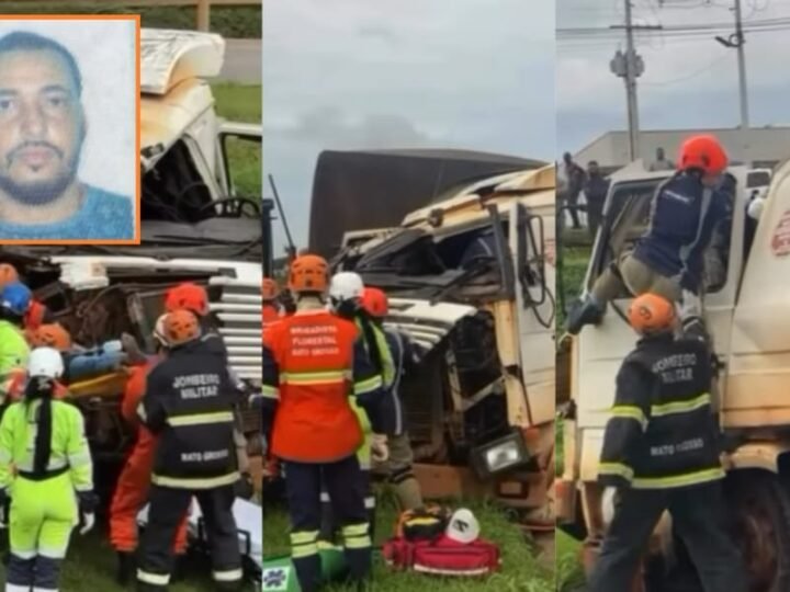 Acidente entre três caminhões deixa um morto e um ferido na rodovia BR-163 em Mato Grosso
