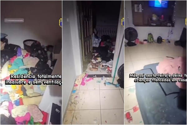 PM resgata crianças de 2, 4 e 7 anos encontradas trancadas e em condições insalubres; veja vídeo