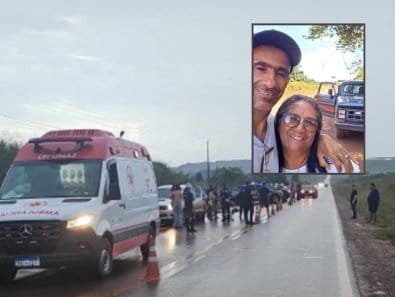 Acidente entre moto, carro e caminhonete mata casal em rodovia estadual