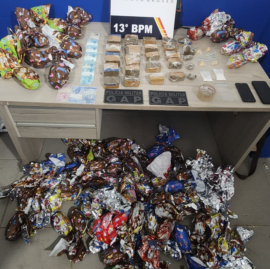 Membro de facção criminosa é preso com porções de drogas e ovos de Páscoa em MT