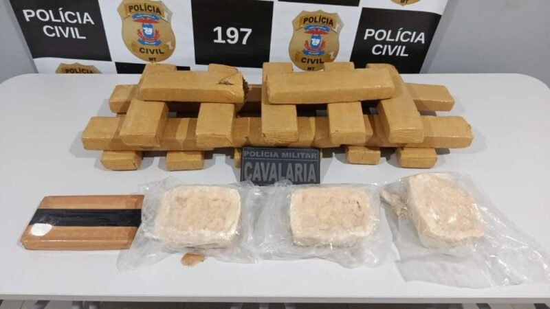 Dupla é presa transportando 19 quilos de maconha e 4 quilos de cocaína em carro