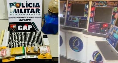 Membro de facção criminosa é preso com drogas e máquinas caça-níqueis em boca de fumo