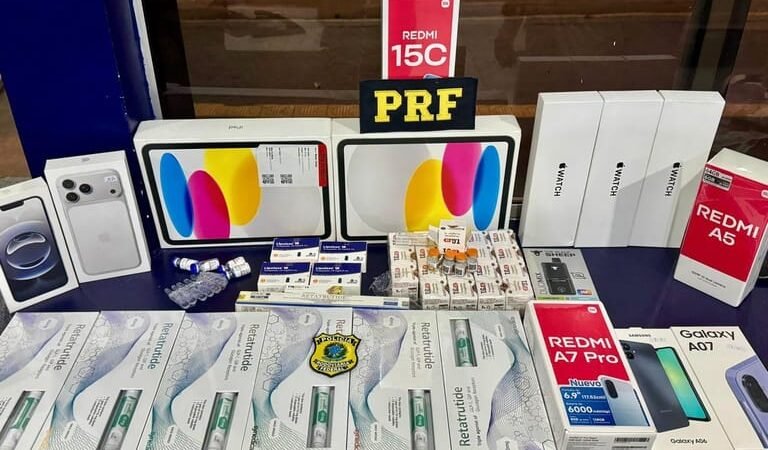 PRF apreende medicamentos e eletrônicos durante fiscalização em veículo na BR-364 em MT