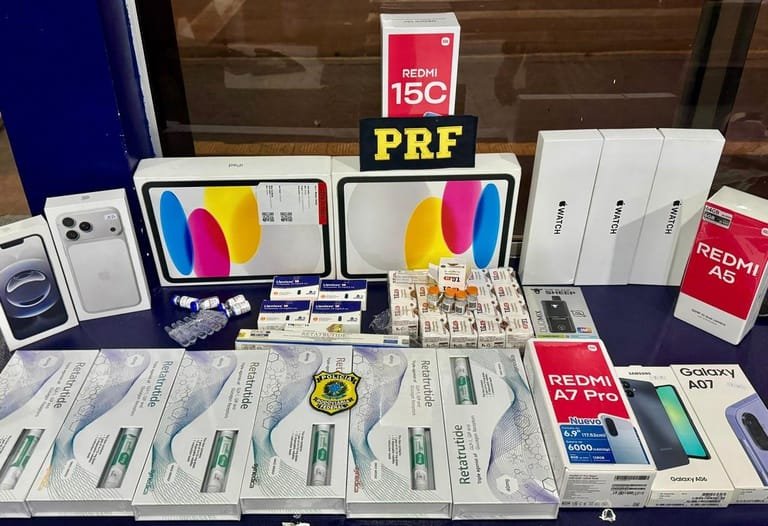 PRF apreende medicamentos e eletrônicos durante fiscalização em veículo na BR-364 em MT