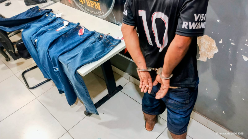 GM recupera produtos e prende bandido por furto de loja no centro de Várzea Grande