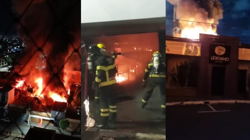 Incêndio de grandes proporções atinge casa de shows Gerônimo no centro de Cuiabá; veja vídeos