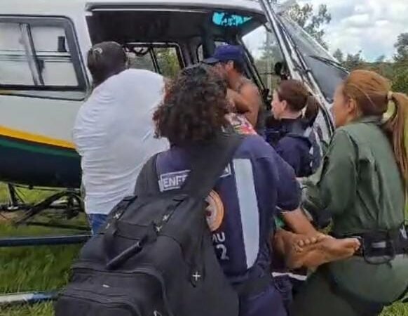 Idoso é resgatado pelo Samu e Ciopaer após queda em casa na Estrada do Manso