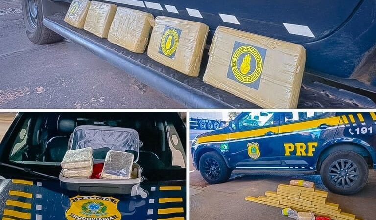 PRF apreende drogas e prende três traficantes em ônibus e carro em rodovias federais de MT