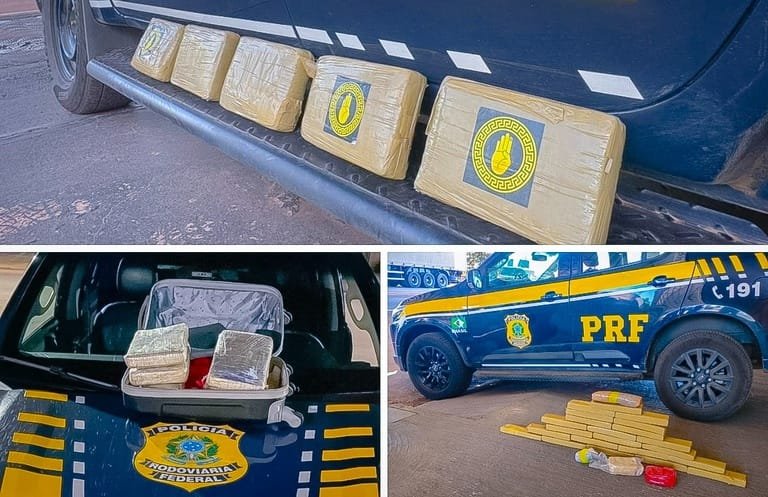 PRF apreende drogas e prende três traficantes em ônibus e carro em rodovias federais de MT