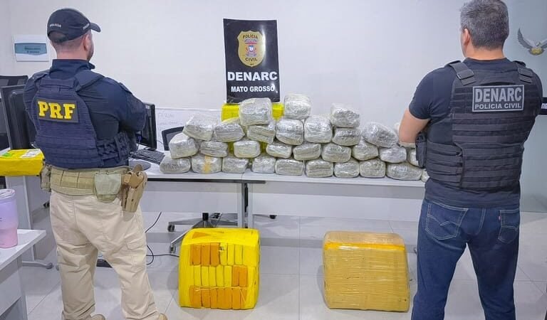 PRF apreende mais de 139 kg de skunk durante fiscalização na BR-364 em Mato Grosso