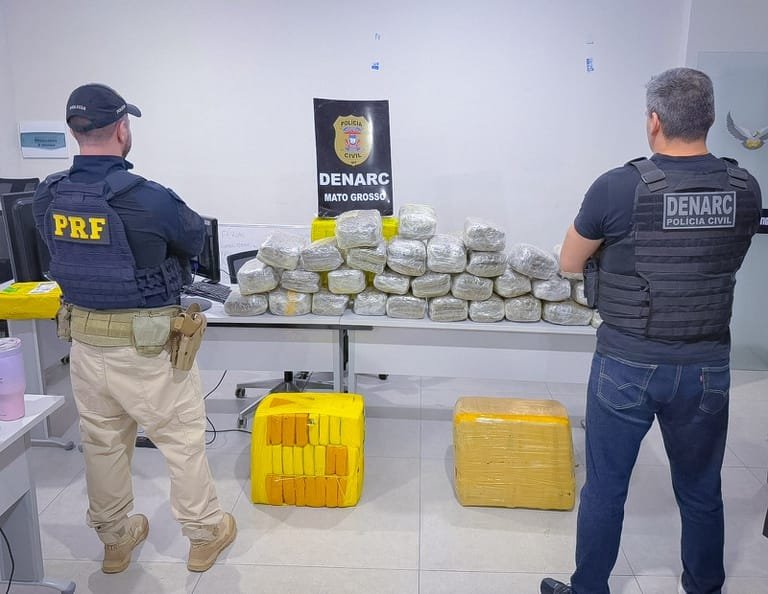 PRF apreende mais de 139 kg de skunk durante fiscalização na BR-364 em Mato Grosso