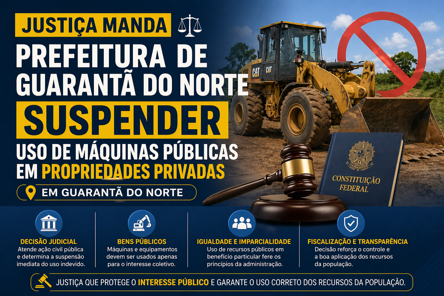 Prefeitura de Guarantã do Norte é obrigada pela Justiça a parar uso irregular de máquinas públicas