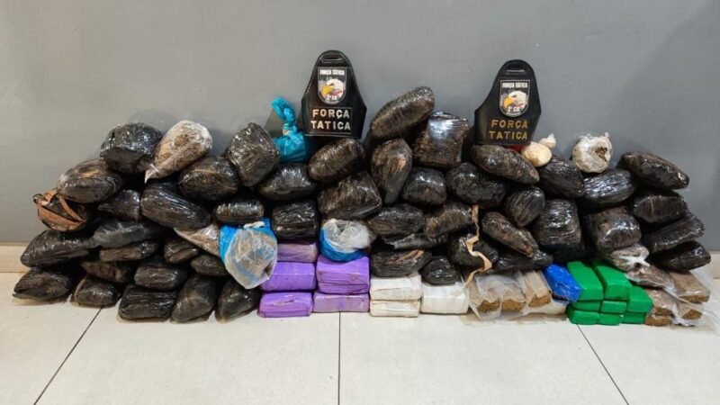PM preende 85 tabletes de maconha, pistola e 348 munições em Várzea Grande