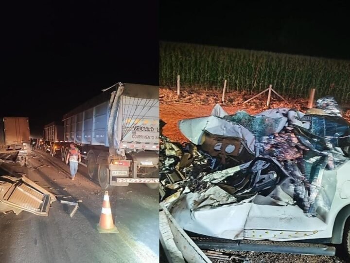 Duas pessoa morrem após caminhão-baú bater na lateral de caminhonete na rodovia MT-130