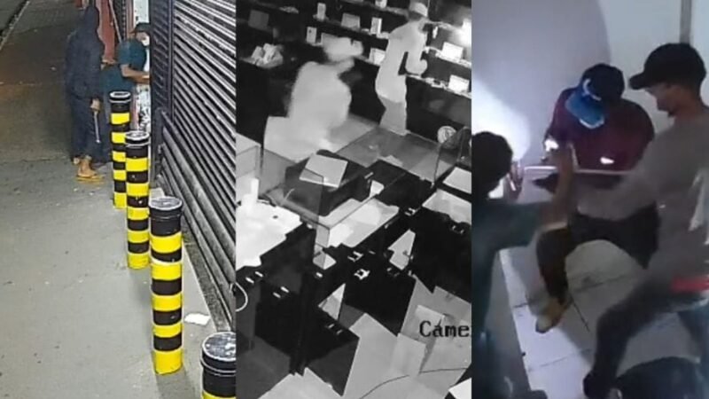 Quadrilha arromba loja de madrugada e faz “limpa” em celulares no CPA 1 em Cuiabá