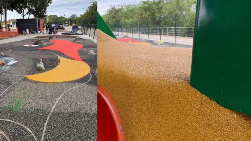 Novo playground com piso emborrachado é instalado ao lado do Aquário Municipal