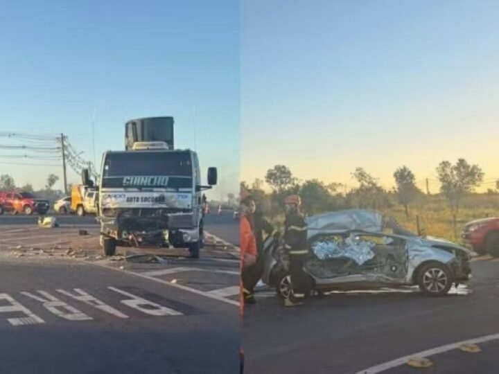 Colisão entre carro de passeio e caminhão mata motorista e dois jovens na Estrada da Guia