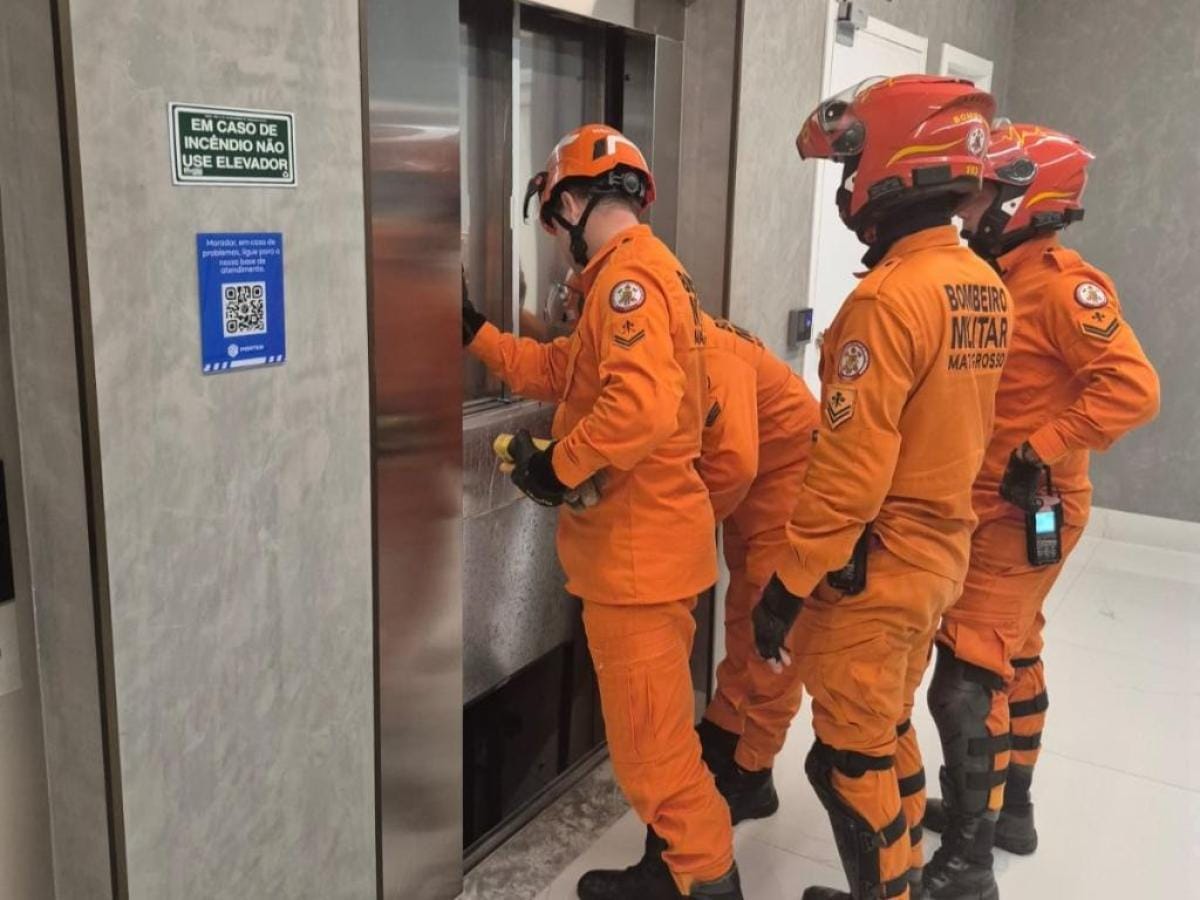 Elevador despenca do quinto andar de edificação em Cuiabá e deixa três pessoas feridas