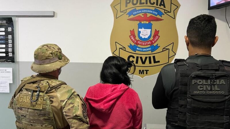 Mulher investigada por homicídio ocorrido em Mato Grosso do Sul é presa pela Polícia Civil em MT