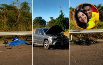 Colisão entre moto e Amarok mata homem e deixa mulher gravemente ferida na MT-010