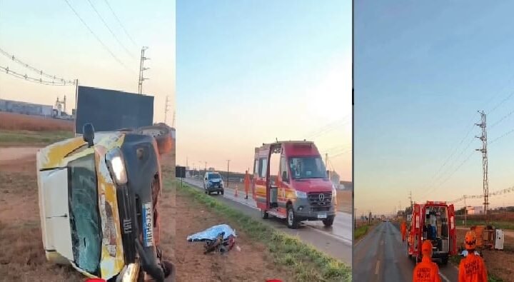 Homem morre após colisão entre bicicleta elétrica e Fiorino na BR-364