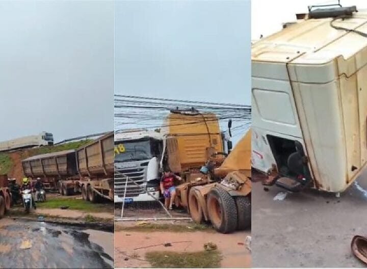 Carretas despencam de viaduto e interditam trecho da rodovia BR-364 em Cuiabá; confira  vídeos