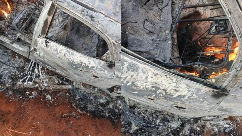 Corpo carbonizado é encontrado em porta-malas de carro incendiado em MT