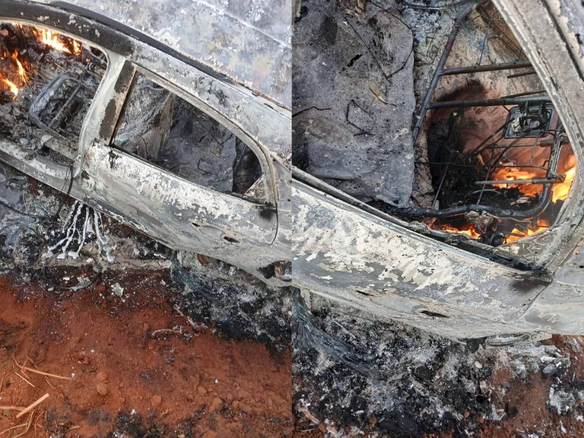 Corpo carbonizado é encontrado em porta-malas de carro incendiado em MT