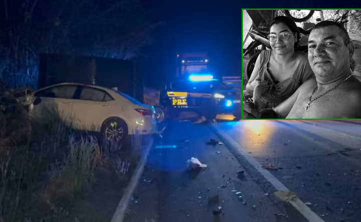 Pai e filha morrem após moto bater em carro na BR-070 em Cáceres