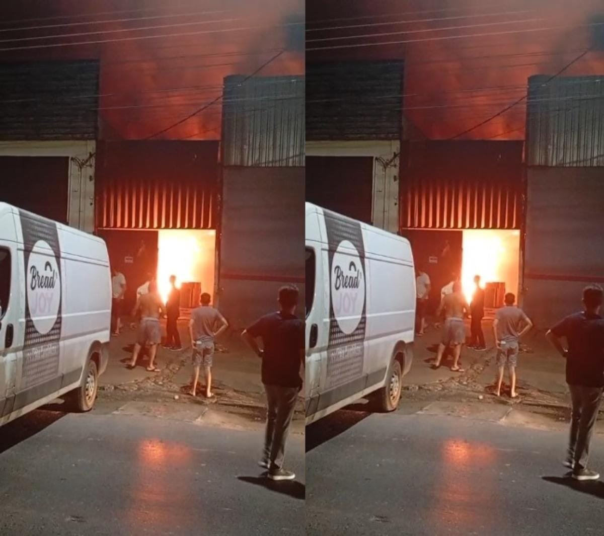 Incêndio de grandes proporções destrói fábrica de pães na noite de domingo em Cuiabá; vídeo