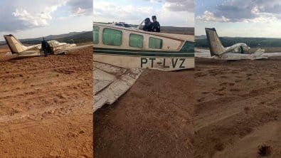 Avião faz pouso forçado em fazenda às margens de rodovia federal em Mato Grosso