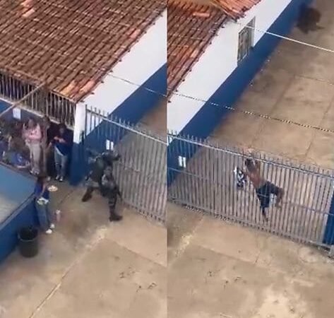 Motociclista em fuga da PM invade escola, causa correria e é preso; veja vídeo