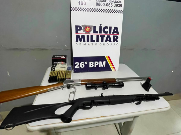 PM prende homem com duas espingardas e 169 munições ilegais em Nova Mutum