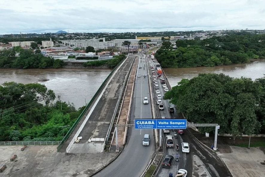 Ponte será fechada no sentido Várzea Grande-Cuiabá neste fim de semana para obras do BRT