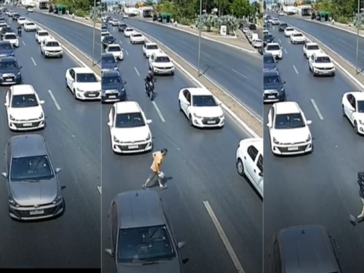 Vídeo flagra momento em que homem é atropelado por moto na avenida Fernando Corrêa