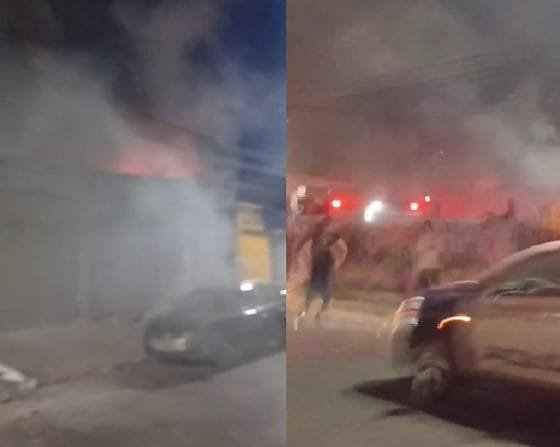 Corpo de Bombeiros combate incêndio em casa de eventos em Cuiabá