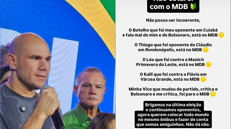 Abilio reage à decisão do PL em se aliar ao MDB e diz que prefere ser expulso do que apoiar Janaina Riva