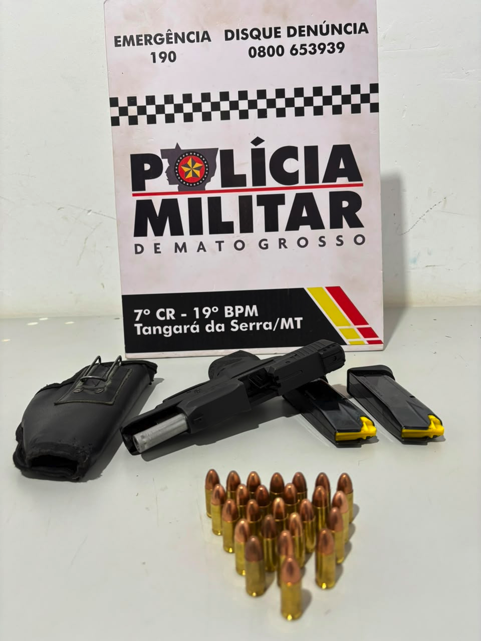 PM prende suspeito de agredir mulher e apreende pistola e munições em Tangará da Serra