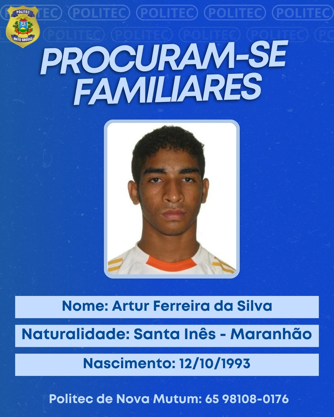 Politec procura familiares de homem vítima de homicídio em Nova Mutum