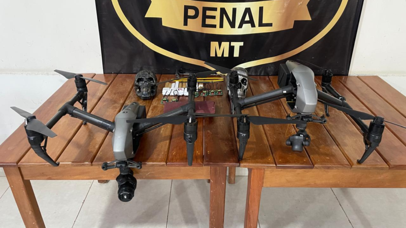 Drone é interceptado levando materiais ilícitos em unidade prisional em Mato Grosso