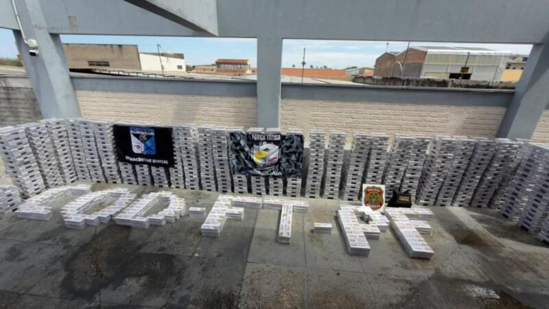 Caminhão com 500 mil cigarros contrabandeados do Paraguai é apreendido e motorista preso