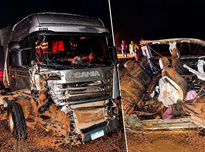 Casal de empresários morre em acidente entre caminhonete e carreta; mulher estava grávida