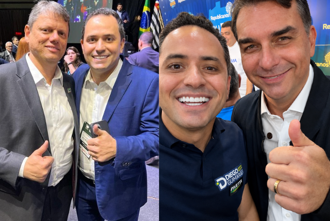 Flávio Bolsonaro e Tarcísio declaram apoio ao deputado Diego Guimarães; veja os vídeos