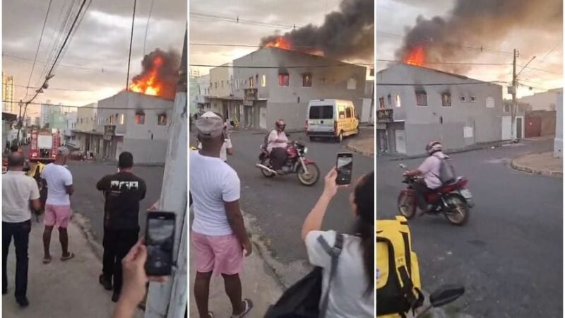 Incêndio atinge prédio onde funcionava loja de suspeito de feminicídio em Cuiabá; vídeos