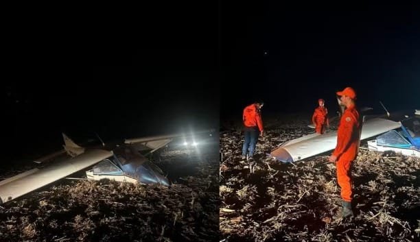Duas pessoas ficam feridas após queda de avião e são resgatadas por bombeiro de folga em MT