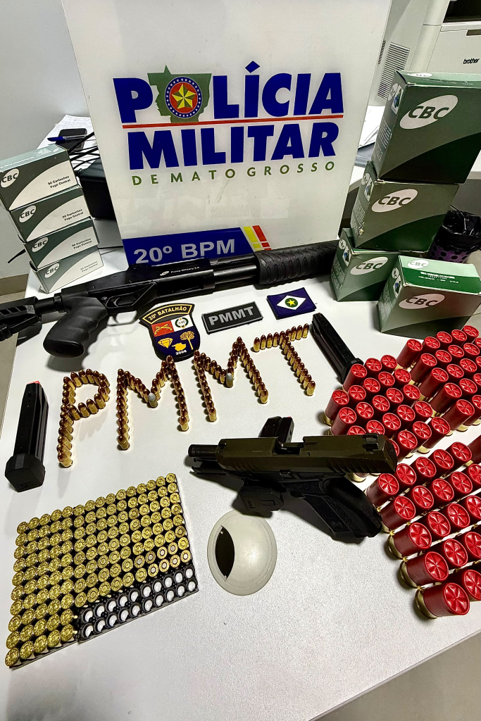 PM apreende armas e mais de 300 munições após mulher ser ameaçada de morte pelo marido