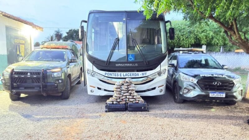 PM e Gefron apreendem droga  em ônibus de prefeitura de MT que transportava pacientes